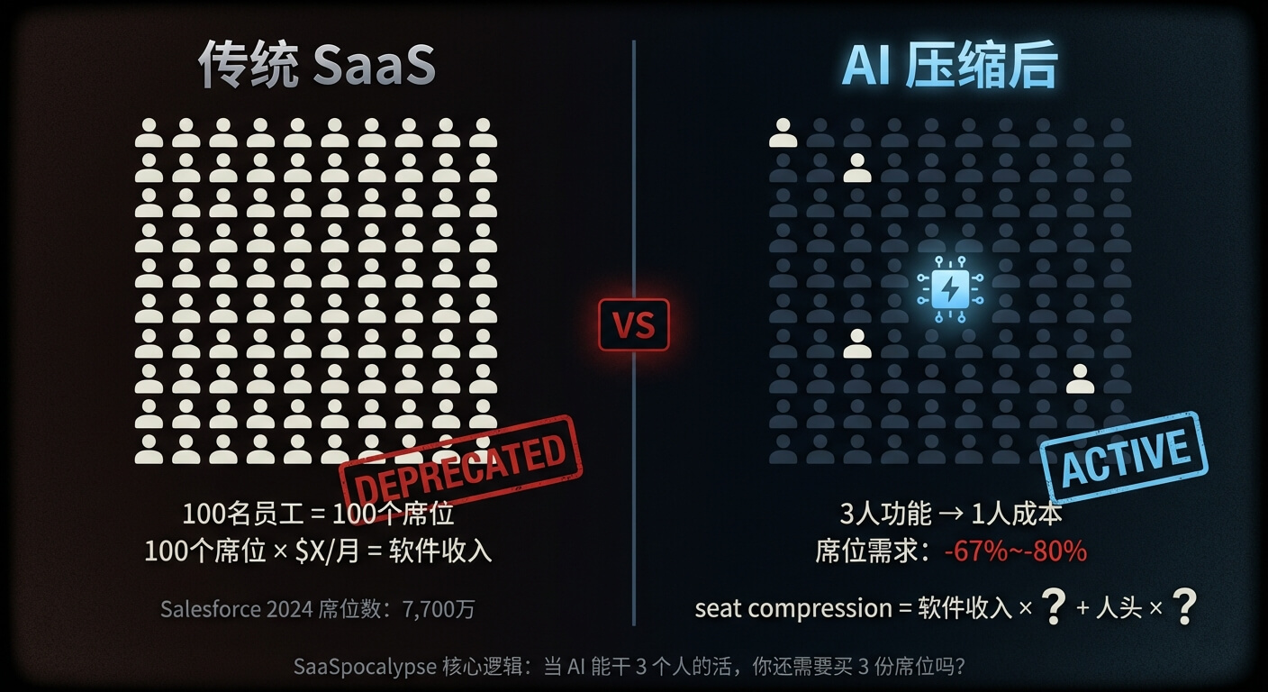 席位压缩:传统SaaS按人头计费 vs AI压缩后的新逻辑